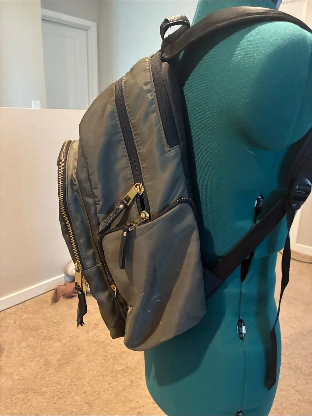 Target Olive Green Backpack with Gold Hardware